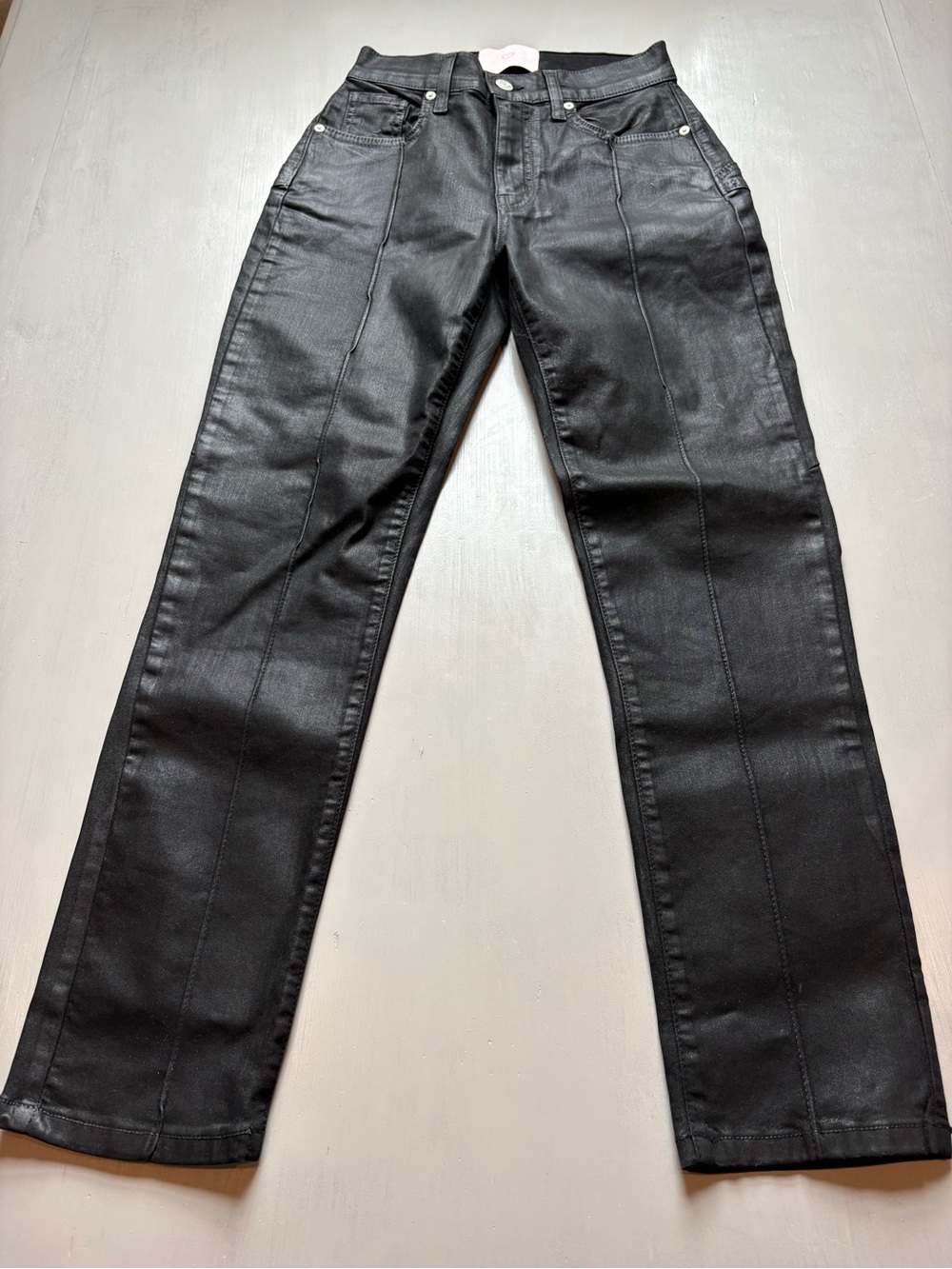 Black Coated Straight-Leg Jeans REVICE